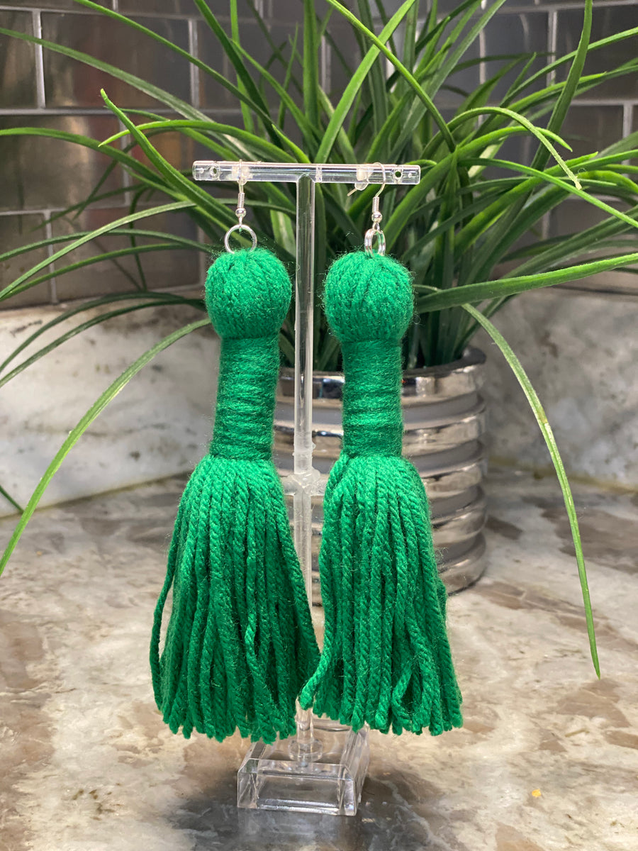 Kelly green deals tassel earrings